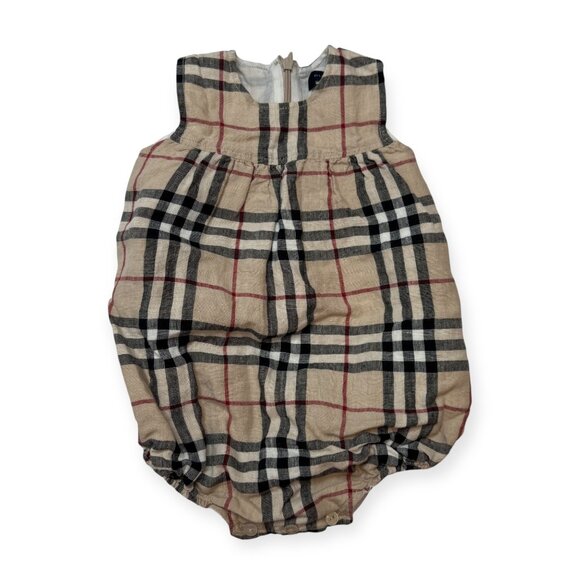 Baby Burberry Red Plaid Bubble Romper Size 6M - Picture 1 of 4
